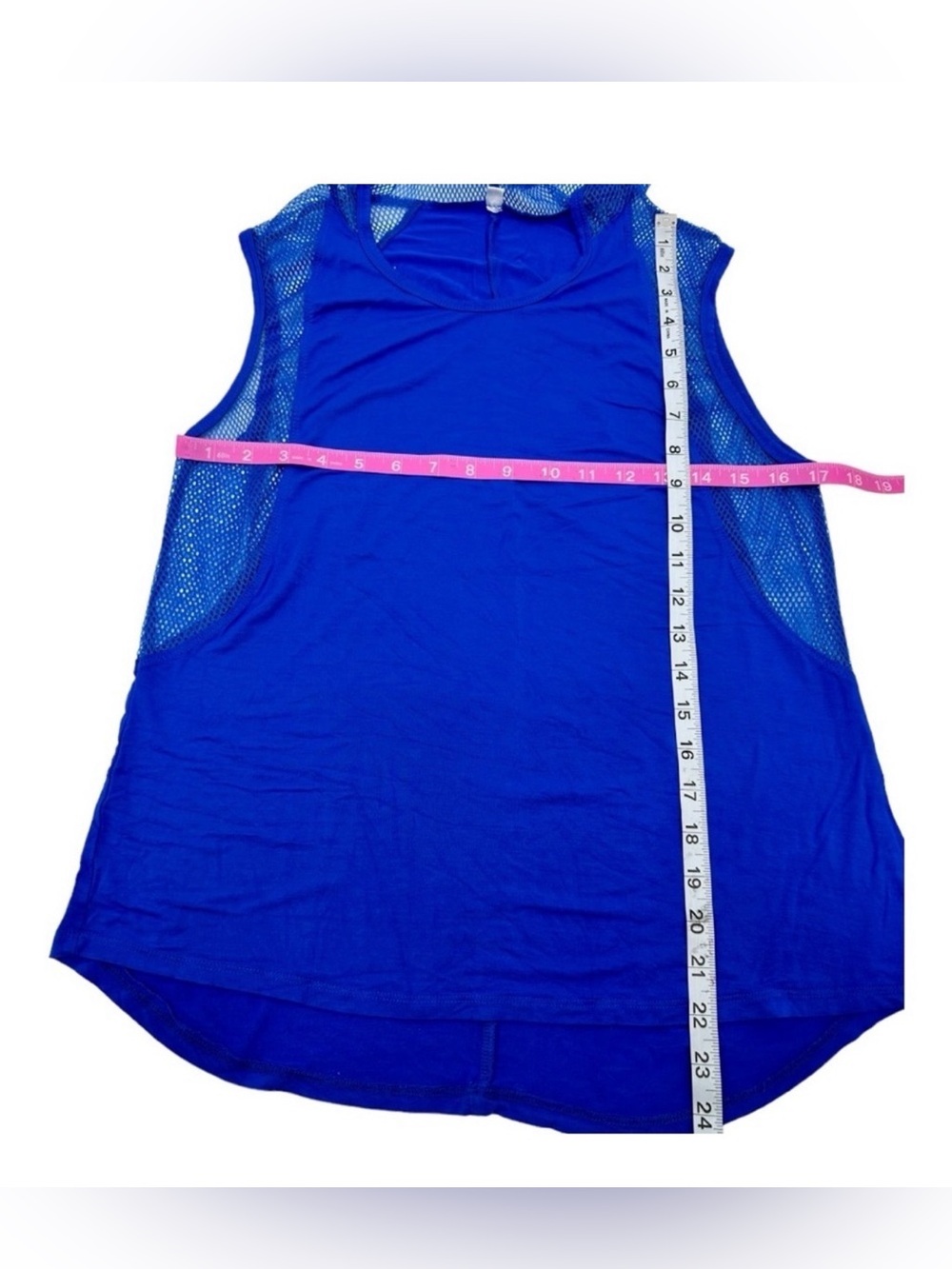 Blue Mesh Hooded Workout Tank Top Athletic Activewear Size L NWOT - Picture 3 of 6